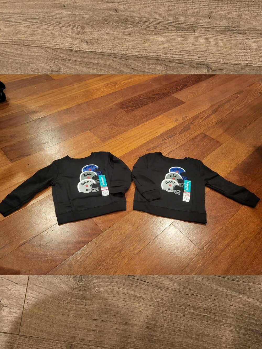 NWT twin set Baby boy black fleece 'play all day' sport helmet sweatshirt 18mos